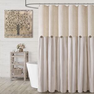 LUSH DECOR SHOWER CURTAIN BLEND LINEN BUTTON